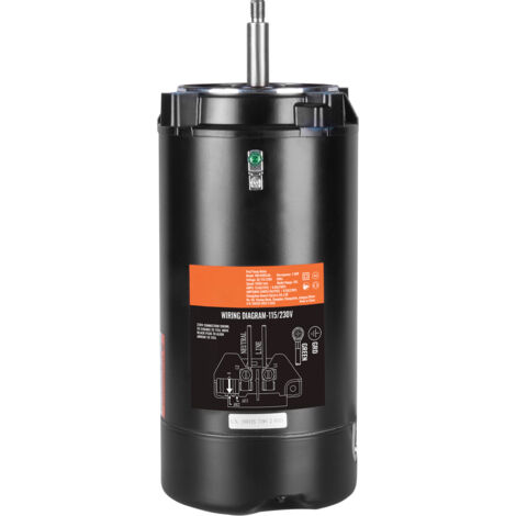 Mophorn 1,5 PS Poolpumpenmotor, 56J Rahmen, 115V(13,6 Ampere)/230V(6,8 Ampere) 3450 U/min, 60Hz, 1.3 Betriebsfaktor, 90μF/250V Kondensator, CCW Rotation Rundflansch Ersatzmotor