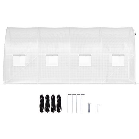 Mophorn 15 x 7 x 7 pies invernadero de túneles sin cita, casa caliente de planta portátil con aros de acero galvanizado, 1 viga superior, 2 postes diagonales, 2 puertas con cremallera y 8 ventanas enr