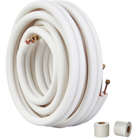 Mophorn 15240mm Mini Split Line Set, 6.4 & 9.5mm O.D Copper Tubing with Triple-Layer Insulation for Mini Split Air Conditioning, HVAC, Refrigerant, Heating Pump Equipment with Wrapping Strips