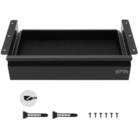 Organizer Sottopensile Estraibile Autoadesivo 2 Pezzi Nero – Cassetto Salvaspazio Per Scrivania, Ufficio E Cucina, Portaoggetti Nascosto Con Maniglia
