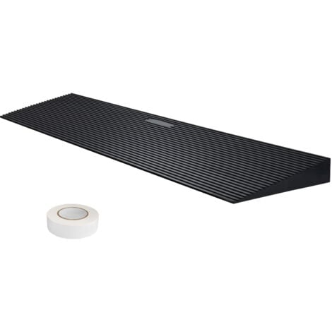 Mophorn 1.6" Rise Threshold Ramp, 35.4" Wide Natural Rubber Ramp for Wheelchairs & Sweeping Robots, Non-Slip Solid Rubber with Double-Sided Tape for Doorways, Driveways, Bathrooms