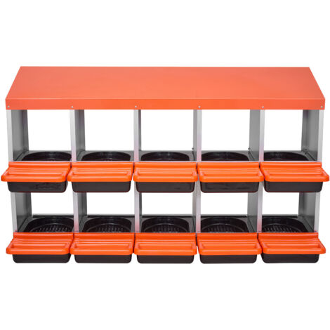 Mophorn 2-Tier Poultry Nesting Boxes, 10 Compartments, Metal Egg-Laying Design with Protective Collection Covers, Roll-Out Feature, Simple Assembly, Suitable for Hens, Ducks, Chickens, and Other Birds