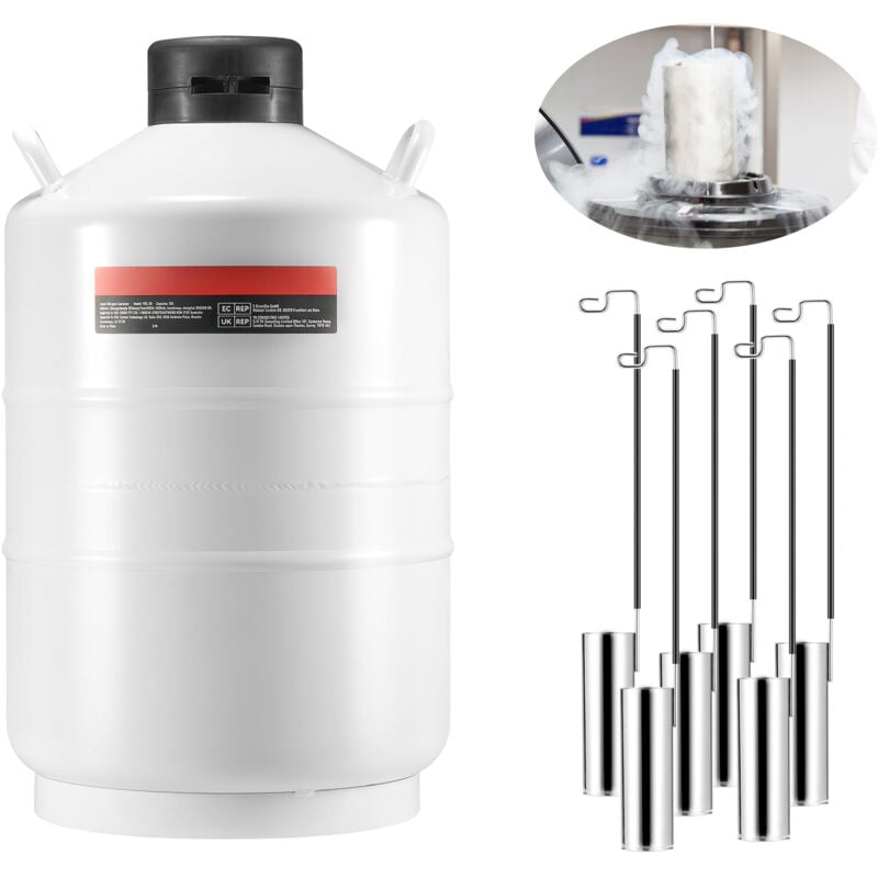 Mophorn - 20L Liquid Nitrogen Tank, Aluminium Alliage Dewar avec 6 cartouches et sac de transport, réservoir cryogénique pour la beauté, préservation