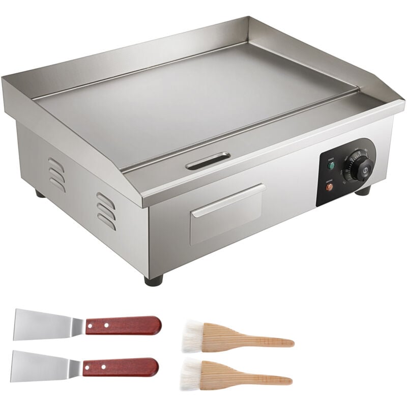 21' Gril électrique commercial, 3000W, acier inoxydable, plaque de fer antiadhésive, 122-572℉ contrôle de température, 2 pelles et brosses, 220V.