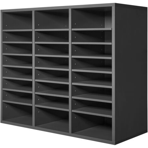 Mophorn 24 - Organizzatore per letteratura con ripiani regolabili, portalettere in legno per ufficio (MDF), per archivi, documenti e documenti in ufficio, casa e classe, grigio