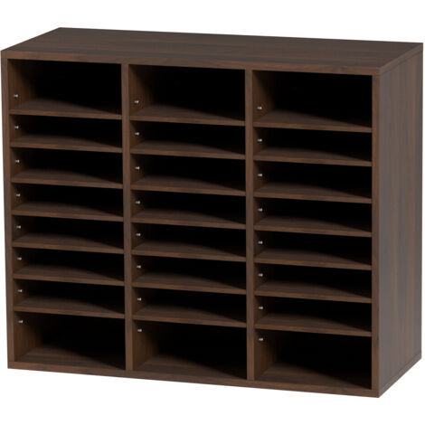 Mophorn 24 scomparti portadocumenti, smistatore regolabile per cassette postali in legno 29"x12"x24,4" per ufficio, casa, aula, organizzazione della posta, certificato EPA, marrone