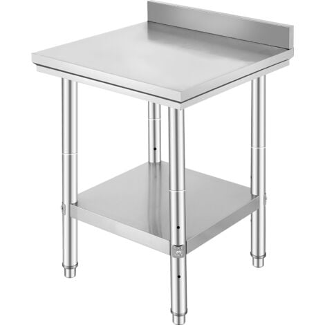 Mophorn 24 x 24 x 35 Inch Stainless Steel Work Table Commercial Food Prep Worktable Heavy Duty Metal Work Table Adjustable Height for Restaurant Home Hotel