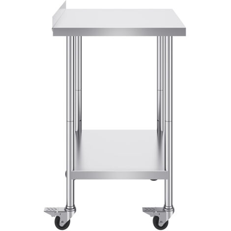 Mophorn 24x30x40 pollici tavolo da lavoro in acciaio inossidabile, tavolo da lavoro per preparazione per impieghi gravosi con ruote e altezza regolabile