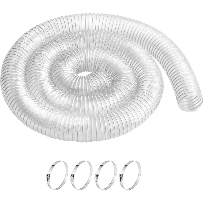 2.5'' x 10' pvc Dust Collection Hose, flexible résistant à la perforation avec bobine en acier au carbone, inclus 4 x 304 Stainless Clamps, pour scie
