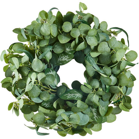 Mophorn 26 pollici corona decorativa artificiale, verde, foglie di eucalipto, bacche, steli spinosi, parete domestica interna/esterna per tutto l'anno