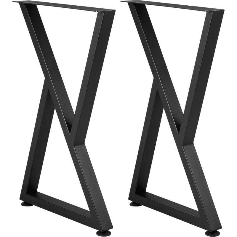 Mophorn 28x18 pouces pieds de table en métal, ensemble de 2 pieds robustes pour bureaux et bancs. Fer forgé, avec protections de sol en caoutchouc,