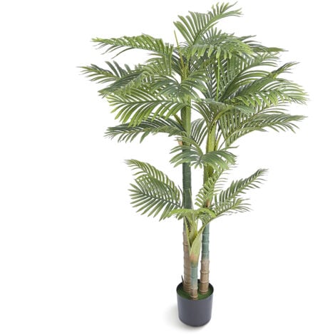 Mophorn 2m Artificial Gold Cane Palm Tree, Faux Green Plant, PE Material with Anti-Tip Protection, Lifelike Low-Maintenance Decor for Home Office Warehouse Indoor Outdoor