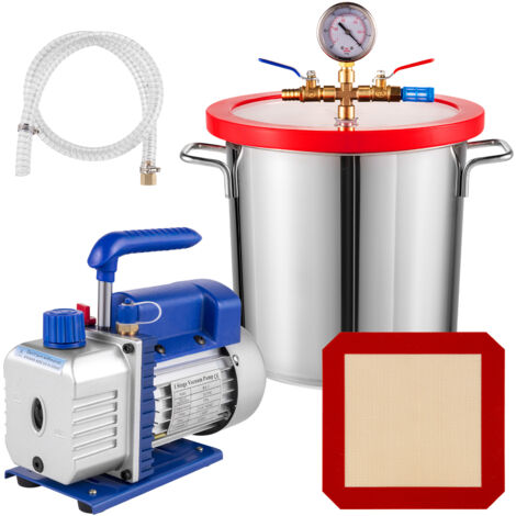 Mophorn 3 CFM 1/4HP Pompa per vuoto monostadio con kit camera a vuoto HVAC A/C Refrigerazione da 3 galloni