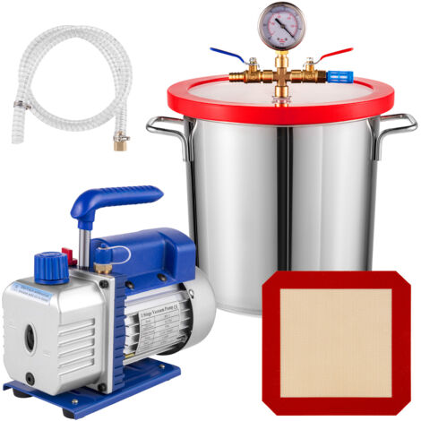 Mophorn 3 CFM 1/4HP Pompa per vuoto monostadio con kit camera a vuoto HVAC A/C Refrigerazione da 3 galloni