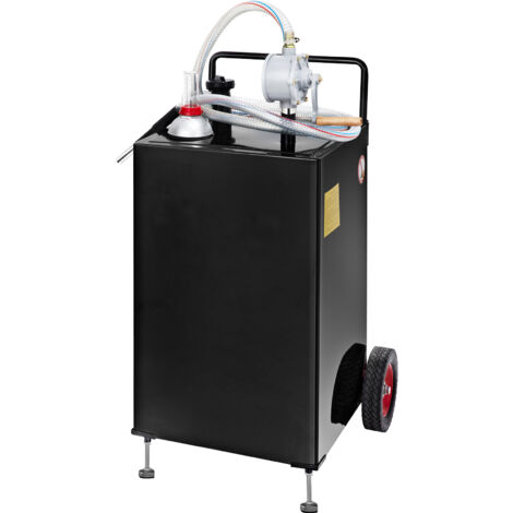 Mophorn 30 Gallonen Gas Caddy, Tragbarer Kraftstoffvorratstank mit Rädern und Handpumpe, Diesel- und Benzinkanister für Autos, Rasenmäher, Geländefahrzeuge, Boote und mehr, Schwarz