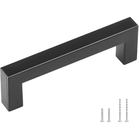 Mophorn 30 pezzi maniglie per mobili, 3,86 pollici / 96 mm sottili maniglie per cassetti in acciaio inossidabile quadrato, nero opaco per cucina, bagno, bar, ante di armadi