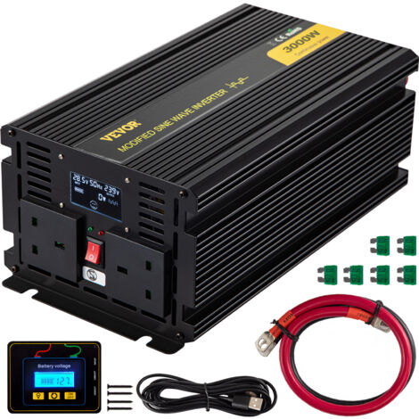 Mophorn 3000W Wechselrichter - 24V DC auf 240V AC, modifizierte Sinuswelle mit Fernbedienung