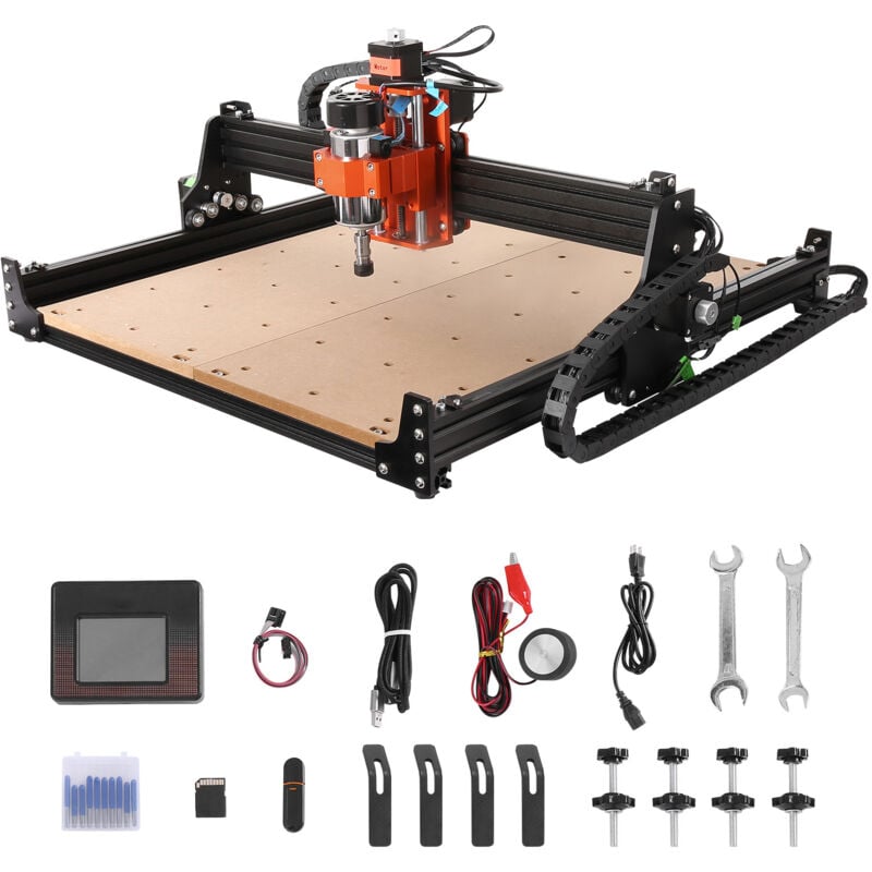 300W cnc Router Machine, contrôle grbl 3 axes pour la gravure, la sculpture et le fraisage du bois. Zone de travail 400 x 400 x 60 mm/15,75 x 15,75 x