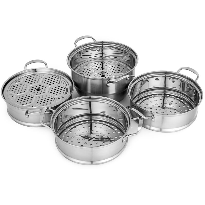 30cm Stainless Steel Dumpling Steamer, 5-Liter Capacity, Food Steaming Pot for Gas & Electric Stoves - Mophorn