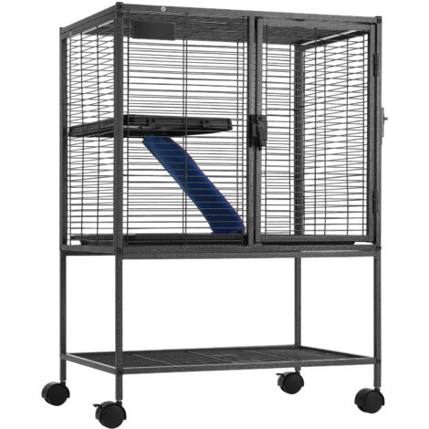 Mophorn 34" Rolling Metal Ferret Cage, Large 2-Tier Critter Nation Cage, Small Animal Cage with Ramps & Tray, Easy to Set up for Pet Rats, Hamster, Guinea Pig, Chinchilla, Squirrel, Hedgehogs, Bunny