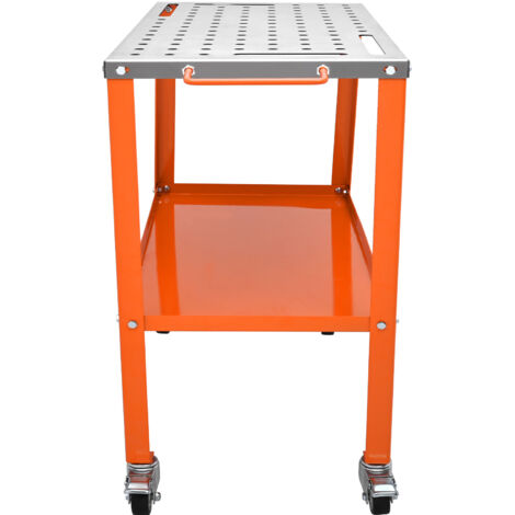 Mophorn 36" x 18" Schweißtisch aus Stahl, tragbare Werkbank mit einer Tragkraft von 1200 lbs und feststellbaren Rollen, 4 Werkzeugschlitzen, 5/8" Befestigungslöchern, Werkzeugablage