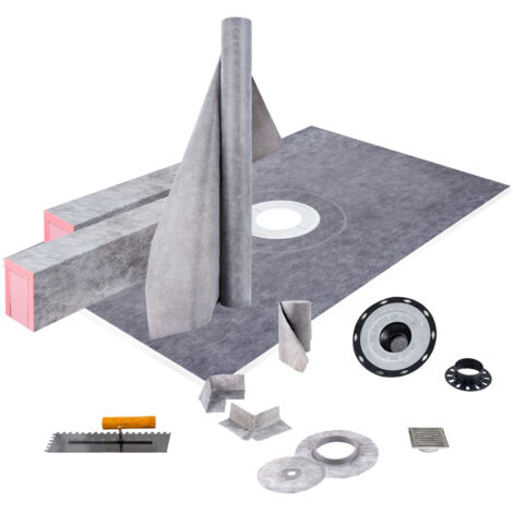 Mophorn 38" x 60" Shower Curb Kit, ABS Watertight Overlay with 4" Bonding Flange, Stainless Steel Grate, and Trowel for Bathroom