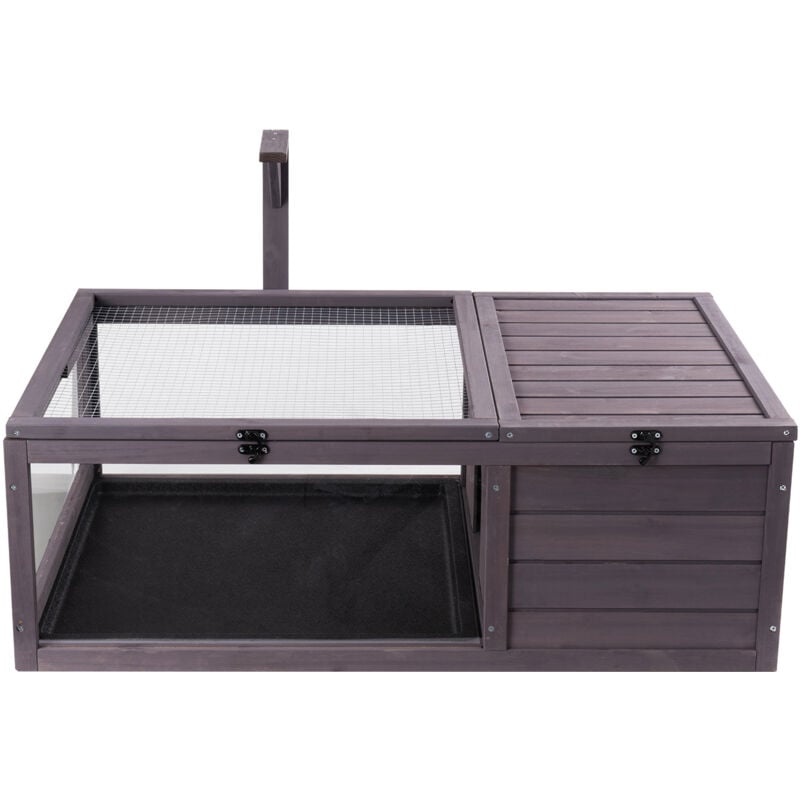 Mophorn 38x24x13in Habitat pour tortue, Maison en bois pour reptiles avec support de lampe suspendu, Enclos à 2 pièces pour tortue, gecko, lézard,