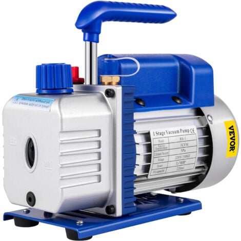 VEVOR Mophorn 3CFM 1/3HP Bomba de Vacío 1.8CFM 1 Etapa Refrigeración Bomba de Vacío 1440RPM para R12 R22 R134a Medio Productor de Frío