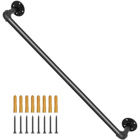 Mophorn 3FT Pipe Stair Handrail, 440LBS Capacity Carbon Steel, Industrial Wall-Mount Support, Round Corner for Indoor & Outdoor