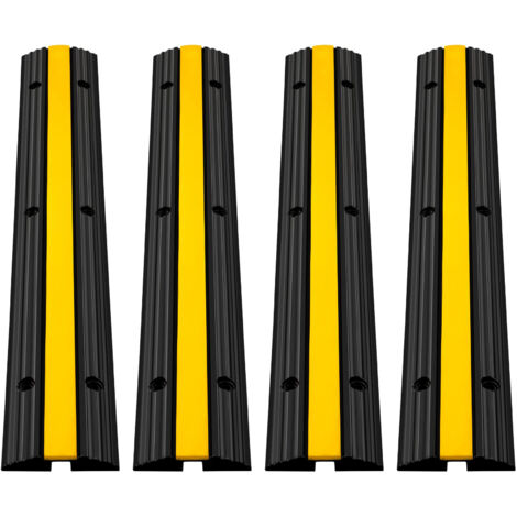 Mophorn 4 Pack 1-Channel Rubber Cable Protector Ramps Heavy Duty 18000Lbs Load Capacity Cable Wire Cord Cover Ramp Speed Bump Driveway Hose Cable Ramp Protective Cover