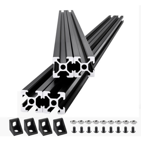 Mophorn 4 piezas 47,2 in (1200 mm) Perfil de extrusión de aluminio con ranura en T 2020, riel lineal anodizado estándar europeo, riel de aluminio extruido de alta resistencia ideal