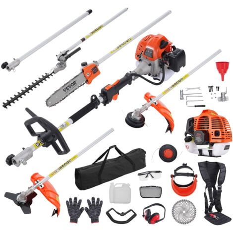 Mophorn 43CC 6-in-1 Multi-Functional Trimming Tools, Gas Hedge Trimmer, Weed Eater, String Trimmer, Brush Cutter, Edger, Pole Saw Chainsaw Pruner with Extension Pole