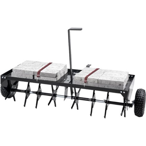 Mophorn 48-Inch Towable Lawn Plug Aerator with Universal Hitch, Featuring Alternately Arranged Iron Spikes for Effective Soil Aeration in Gardens, Lawns, and Farms
