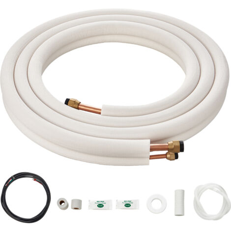 Mophorn 4876.8mm Mini Split Line Set, 9.5 & 15.9mm O.D Copper Pipes Tubing and Triple-Layer Insulation, for Air Conditioning or Heating Pump Equipment & HVAC with Rich Accessories (18ft Connection Cab