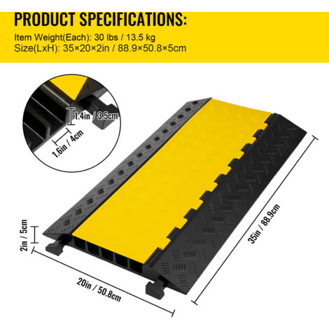 Mophorn 5 Channel Rubber Cable Protectors 66000lbs Heavy Duty Cord Ramp Driveway Traffic Speed Bumps