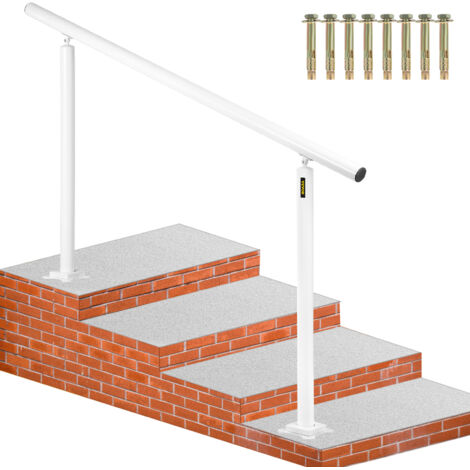 Mophorn 5 FT Stair Railing Kit, Adjustable White Aluminum Handrails for 0-5 Steps, Indoor & Outdoor, Elderly Support