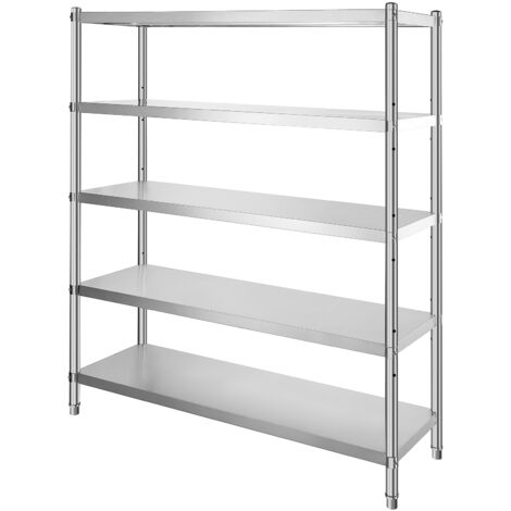 Mophorn 5-stöckiges Lagerregal, robustes Regal aus Edelstahl, 180 x 45 x 180 cm, Garagen-Organizer, 750 kg Tragkraft, höhenverstellbar