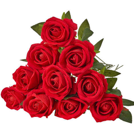 Mophorn 500 rosas artificiales de espuma roja con apariencia realista, ideales para ramos de boda, arreglos de mesa y decoración de eventos.