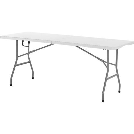 Mophorn 6 Ft Foldable Utility Table, Portable Indoor Outdoor Plastic Rectangle Table with Handle, Ideal for Events, Dining, Parties, Weddings, Picnics, Camping, White