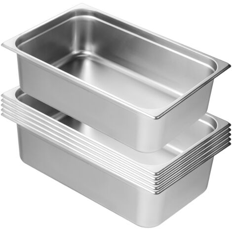 Mophorn 6 Pack Hotel Pans, Full Size Anti-Jam Steam Pan, 0.8mm Thick Stainless Steel Restaurant Steam Table Pan, 6-Inch Deep Commercial Table Pan, Catering Storage Food Pan, for Industrial & Scientifi