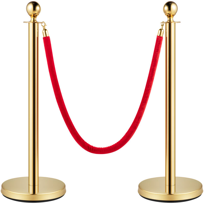 Mophorn - 6-Pack Stanchion Post with Velvet Rope, Crowd control stanchion with 4PCS 5FT red velvet ropes. Stainless steel queue barrier divider with