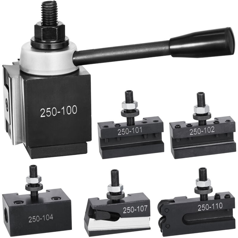 Image of 6 pezzi set portautensili a cambio rapido - include portautensili per tornio, portautensili a cuneo con accessori per portautensili per tornitura,