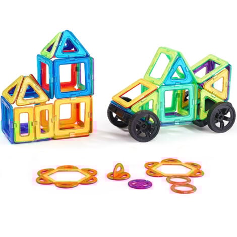 Mophorn 62 PCS Magnetic Building Blocks Set with Wheels, STEM Educational Magnetic Tiles for Kids, Construction & Stacking Toys for Toddlers Boys & Girls 4+, Sensory Gift