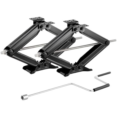 Mophorn 6500 lbs RV Scissor Jacks, Adjustable 4-23.4 in Stabilizer Leveling Jacks, Set of 2, Durable RV Support with Crank Handle, Socket, and Bubble Levels, Resistant to Bending or Deformation