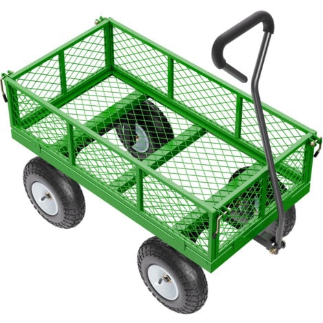 Mophorn 680 Lbs Steel Garden Cart, Heavy Duty Wagon with 10" Tires, Removable Mesh Sides, 180° Rotating Handle for Outdoor Yard Use