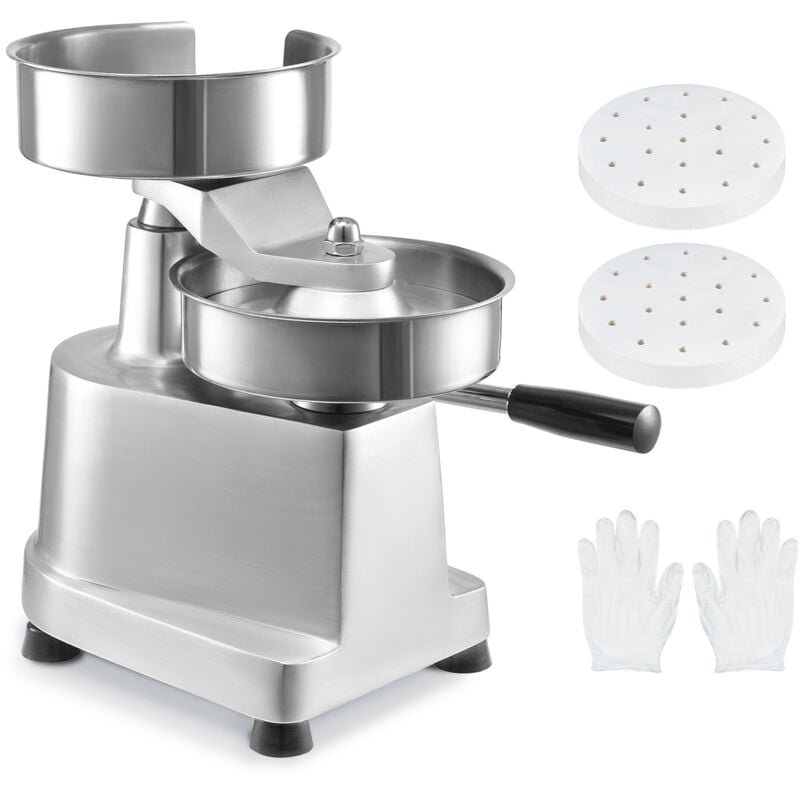 Mophorn - 6inch Commercial Burger Patty Maker, Beef Patty Press, Heavy Duty, Kitchen, 110V, Stainless Steel/Silver, 1000 Papers.