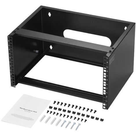 Mophorn 6U Netzwerk-Rack zur Wandmontage, 355,6 mm Tiefe, 22,68 kg maximale Tragkraft, 482,6 mm für Server, IT-Ausrüstung, Netzwerk-Switches, mit Käfigmuttern, Schwarz