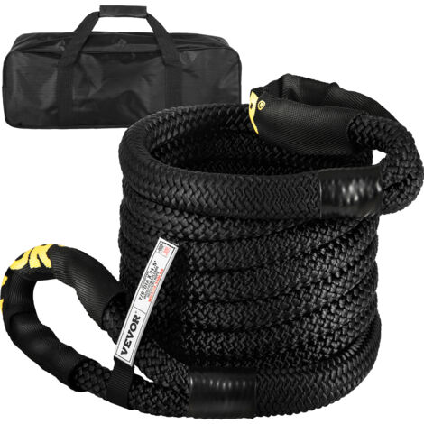 Mophorn 7/8" x 31.5' Kinetic Recovery Rope, 29,300 lbs, Heavy Duty Nylon Double Braided Kinetic Energy Rope with Loops and Protective Sleeves, for Truck Off-Road, Carry Bag Included, Black