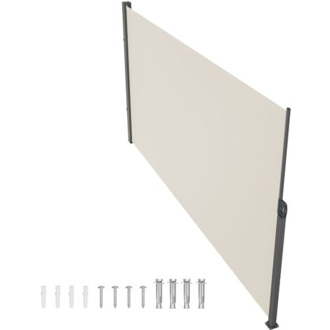 Mophorn 71"x118" Retractable Side Awning, Outdoor Privacy Screen, 180g Polyester Waterproof UV30+ Room Divider, Wind Screen for Patio, Backyard, Balcony, Beige