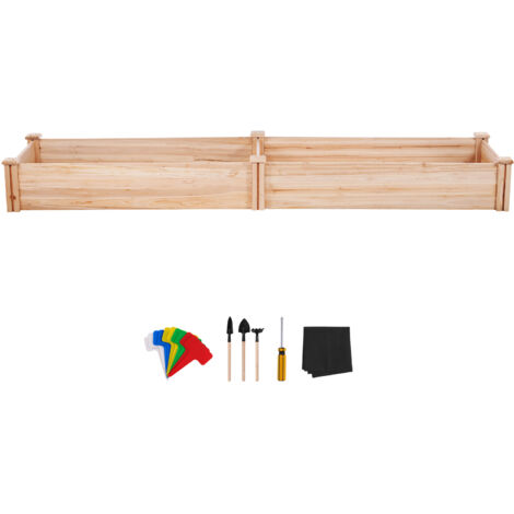 Mophorn 7.9 x 2 x 0.8 ft Wooden Raised Garden Bed, Outdoor Planter Box with Open Base for Flowers, Vegetables, Herbs in Backyard, Garden, Patio, Balcony, Burlywood
